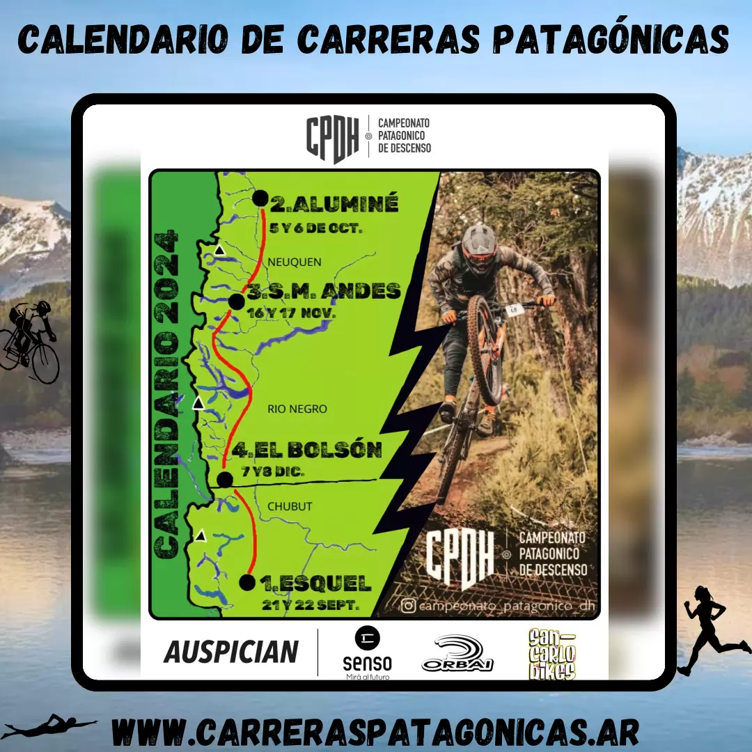 Flyer de carrera 3ra Fecha del Campeonato Patagónico de Descenso 2024