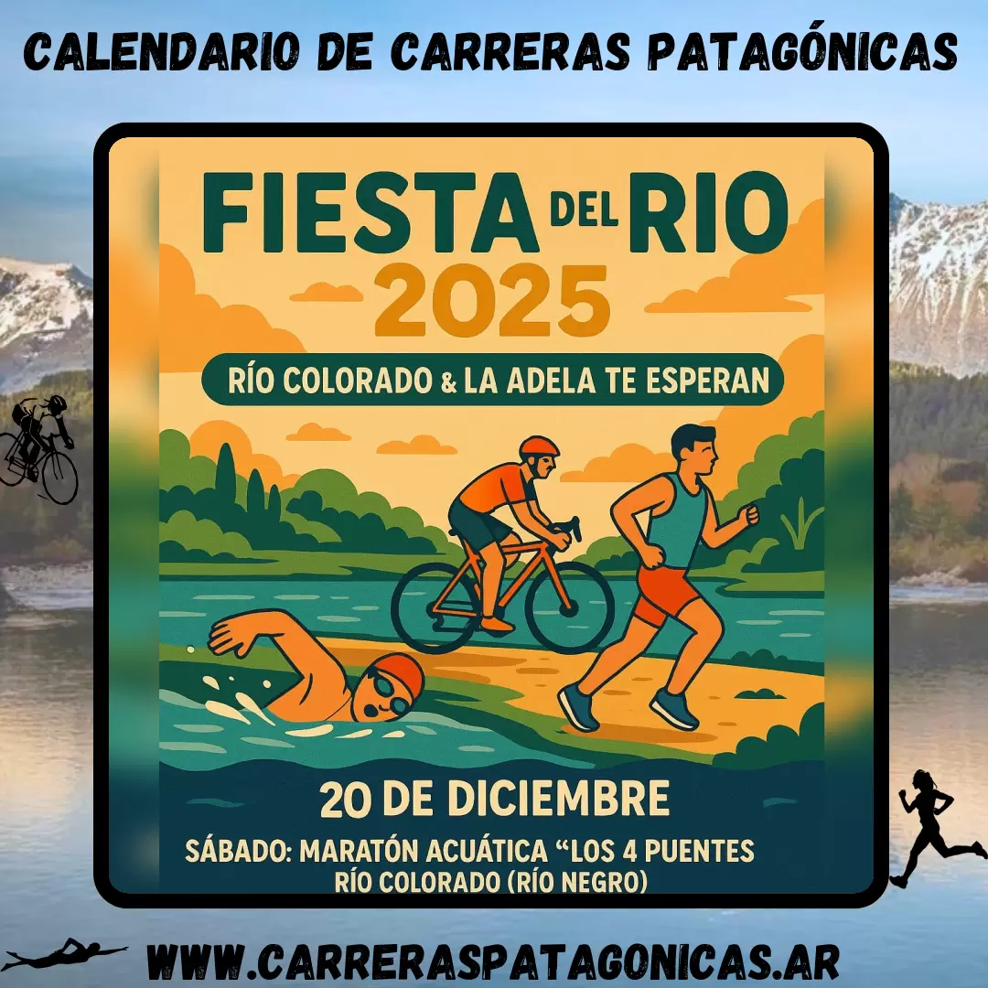 Flyer de carrera Maratón Acuática Los 4 Puentes 2025