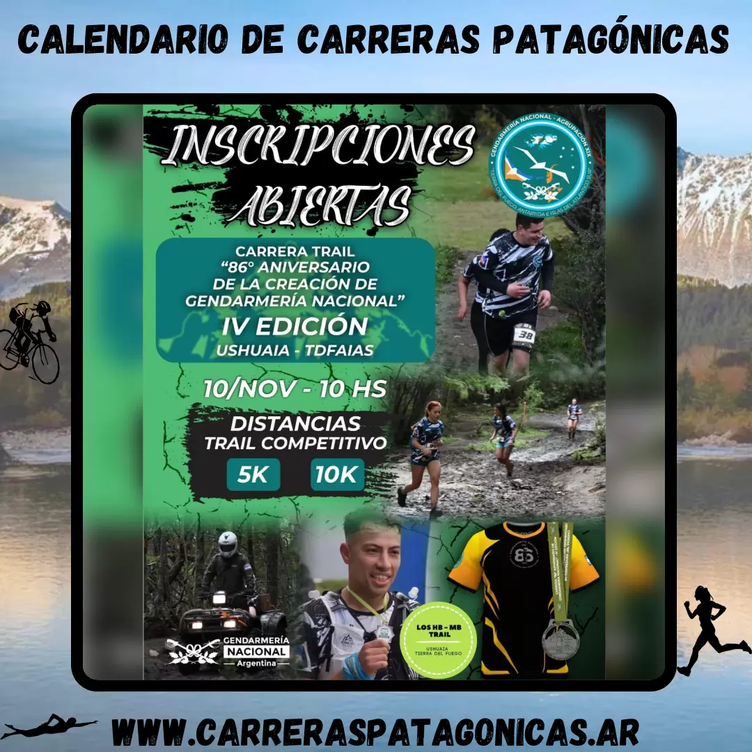 Flyer de carrera Trail 86 Aniversario de la Creación de Gendarmeria Nacional 2024