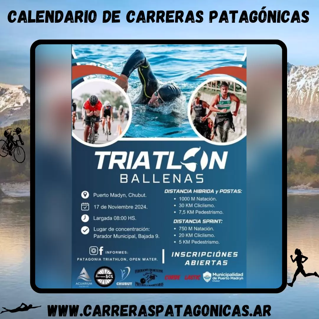 Flyer de carrera Triatlón Ballenas 2024