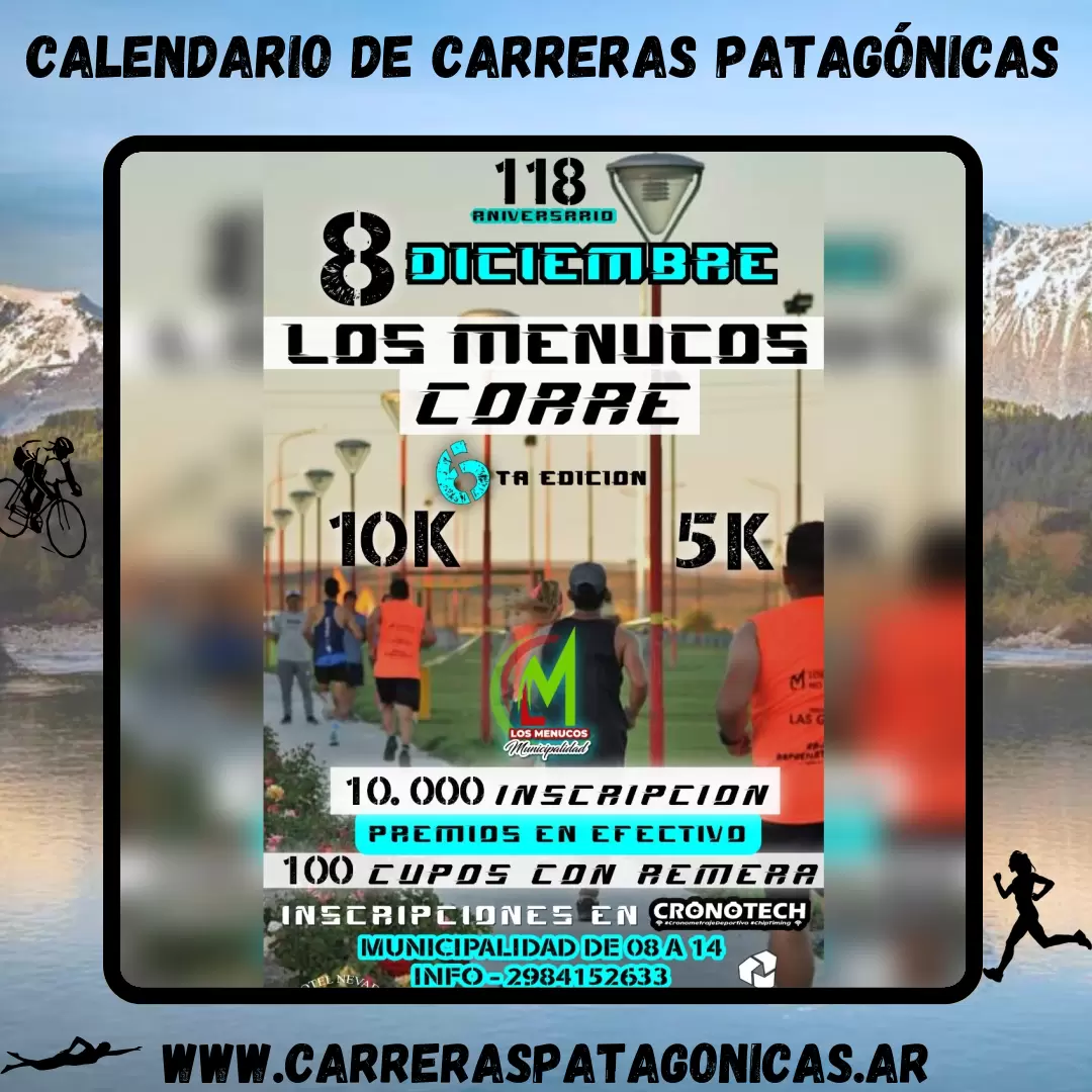 Flyer de carrera Los Menucos Corre 2024